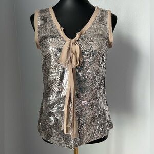J. Crew Collection Sequin Sleeveless Blouse in silver and nude